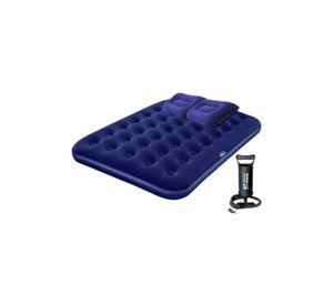 Colchón cama inflable de 2 plazas, + 2 almohadas, + inflador, color azul