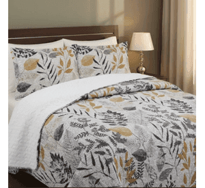 Cubrecama sherpa 2 Plazas Gris Claros Hojas