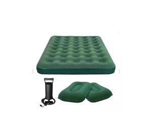 Colchón cama inflable de 2 plazas, + 2 almohadas, + inflador, color azul