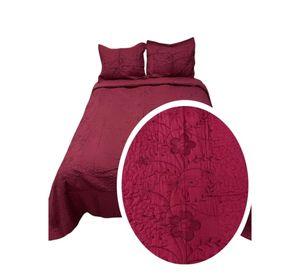 Cubrecama Quilt Verano Bordado King - Burdeo Flores M563