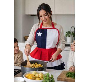 Pack 3 Delantales Pechera De Cocina Tricolor Chile Mujer Fiestas Patrias