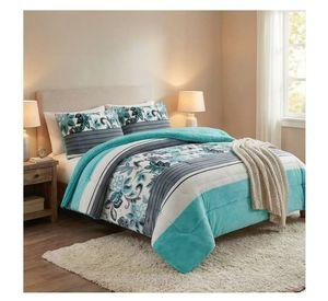 Cubrecama sherpa King Turquesa Hojas M910