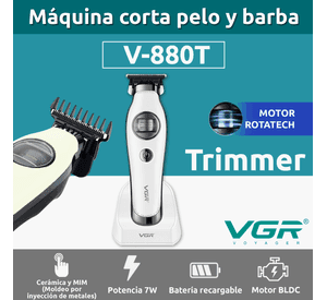 Patillera Profesional VGR V 880T con Motor BLDC 7200RPM Blanco