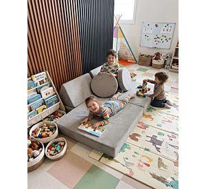 Sofá infantil modular (sofá cama) 5 piezas rosa gris c.