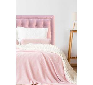 Respaldo de Cama Capitoné Frame Tachas Felpa Rosado Claro - King
