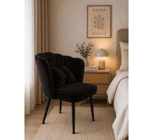Sitial Terciopelo con Cojin Patas Negras para Living Dormitorio y Oficina Corona