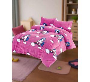 COBERTOR DE INVIERNO DISEÑO UNICORNIO CON ARCOIRIS PLUSH CON CHIPORRO PLAZA Y MEDIA S42