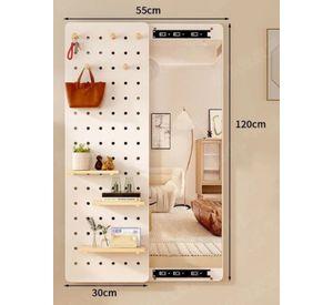 Organizador De Pared Con Gancho Espejo Y Tabla Deslizable blanco