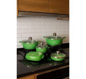 Juego de Ollas Granito 23 piezas Bateria de Cocina Verde