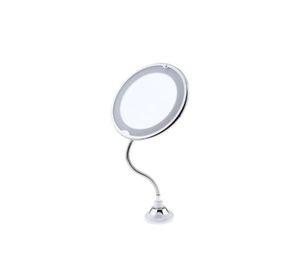 Espejo Maquillaje LED 10X Aumento Flexible Ventosa 360° Iluminado