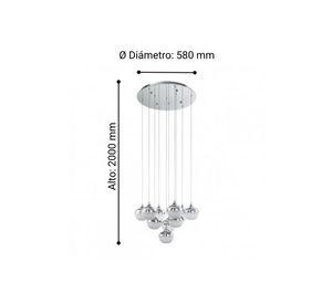 Lámpara Colgante Mioglia Acero Plateado 10X3 15W led includia Cod.39527