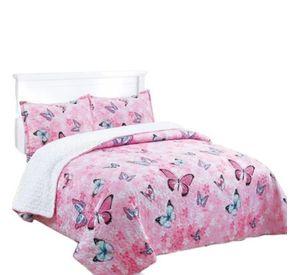 Cubrecama Sherpa 1.5 Plazas - Rosado Mariposas M937