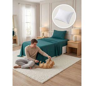 Set Sabanas Plaza y Media Con Almohada Rellena 4 Piezas A6