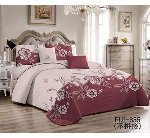 Cobertor de verano tipo quilt tamaño 2 Plazas Beige y Burdeo con Flores
