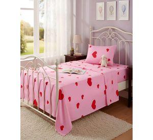 Juego de Sabanas de verano Corazón niña Infantil 1 plaza  MAS 1 ALMOHADA
