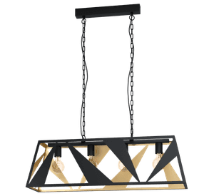 Lámpara Colgante Tabloncito Acero Negro E27 4X40W IP20 cod.39904