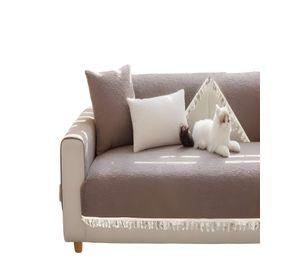 PACK DE 5 FUNDAS DE SILLÓN CON FLECOS MARRON