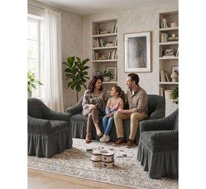Juego de Fundas Cubre Sillon Turcas 3-1-1 con Textura de Burbuja m13