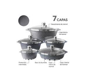 Batería Cocina 10 Piezas Granito Antiadherente GRIS