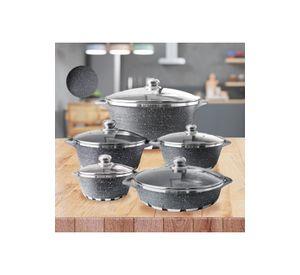 Batería Cocina 10 Piezas  Granito Antiadherente GRIS