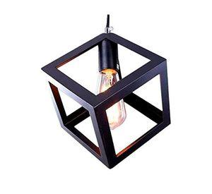 Lampara de hierro colgante vintage cubo
