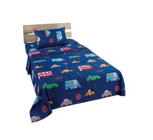 Juego de Sabanas de verano Autitos niño Infantil plaza y media MAS 1 ALMOHADA