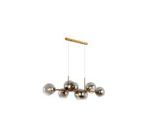 Lámpara Colgante Bubble Dorada Vidrio Ahumado 8 Luces