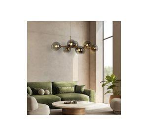 Lámpara Colgante Bubble Dorada Vidrio Ahumado 8 Luces