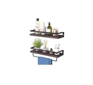 Repisas Flotantes de Madera Modernas Kit 2 Marrón Oscuro