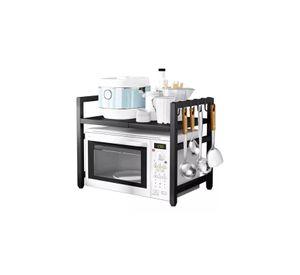 Estante Repisa Rack Extendible Microondas Cocina Gancho Negro