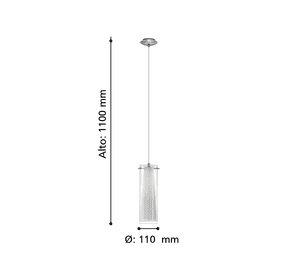 Lámpara Colgante Pinto Acero Cromo E27 1X60W cod.89832