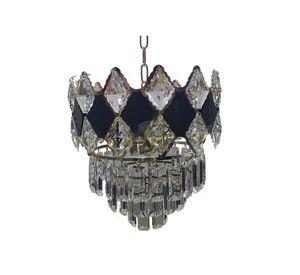 Lampara Colgante Metal Dorado Cristal K9 8 Soquetes E14