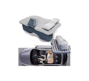 Colchón inflable con compresor 12V y 2 almohadas para auto, color gris