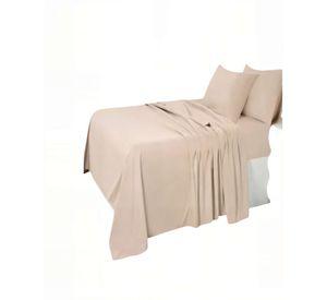 SET DE SABANA 200 HILOS PLAZA Y MEDIA COLOR BEIGE