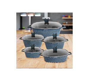 Juego de Ollas Granito 10 Piezas Antiadherente Premium  Azul