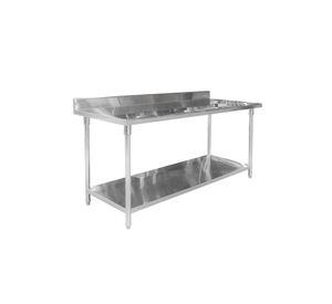 MESÓN CON RESPALDO ACERO INOX 180 X 70 X 85
