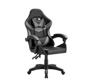 Silla Gamer Tokio Ergonómica Negro y Gris Reclinable Con Cojines