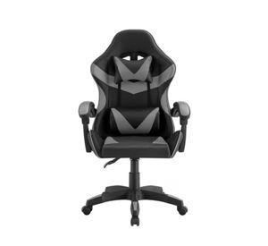 Silla Gamer Tokio Ergonómica Negro y Gris Reclinable Con Cojines