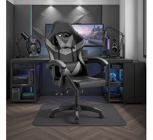 Silla Gamer Tokio Ergonómica Negro y Gris Reclinable Con Cojines