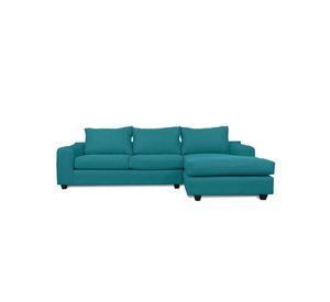 Seccional Kandra Chenille Tipo Lino Turquesa