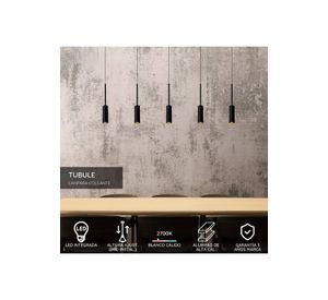 LAMPARA COLGANTE TUBULE NEGRO LED 5X7W 2700K
