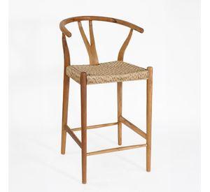 Silla Bar Wishbone madera y fibra Sintética Color Natural H102 cm