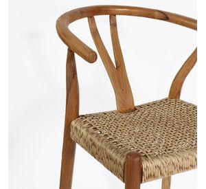 Silla Bar Wishbone madera y fibra Sintética Color Natural H102 cm