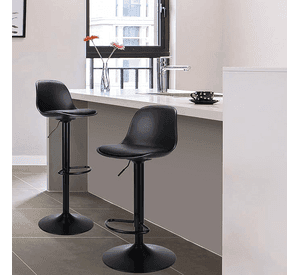 Pack 2 Pisos y sillas bar MKP Eames Base Negra para Cocina o Bar Negro