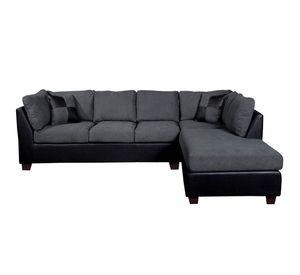 SECCIONAL PADUA DER PU NEGRO/TELA VELVET GRIS