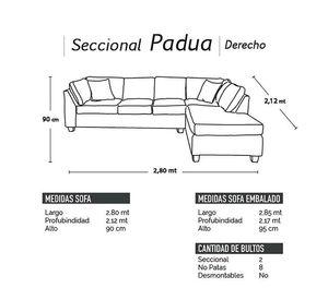 SECCIONAL PADUA DER PU NEGRO/TELA VELVET GRIS