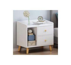 Velador 2 Cajones Madera 43x30x48 CM Blanco