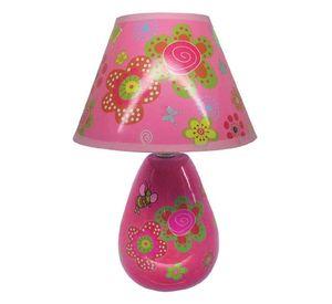 LÁMPARA DE VELADOR FLORES ROSADAS E27 1X40W