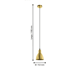 Lámpara Colgante Priddy Acero Dorado 1X60W E27 cod.205096