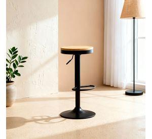 Venhoouse Taburete Aron Regulable Piso Bar Asiento De Madera Negro
